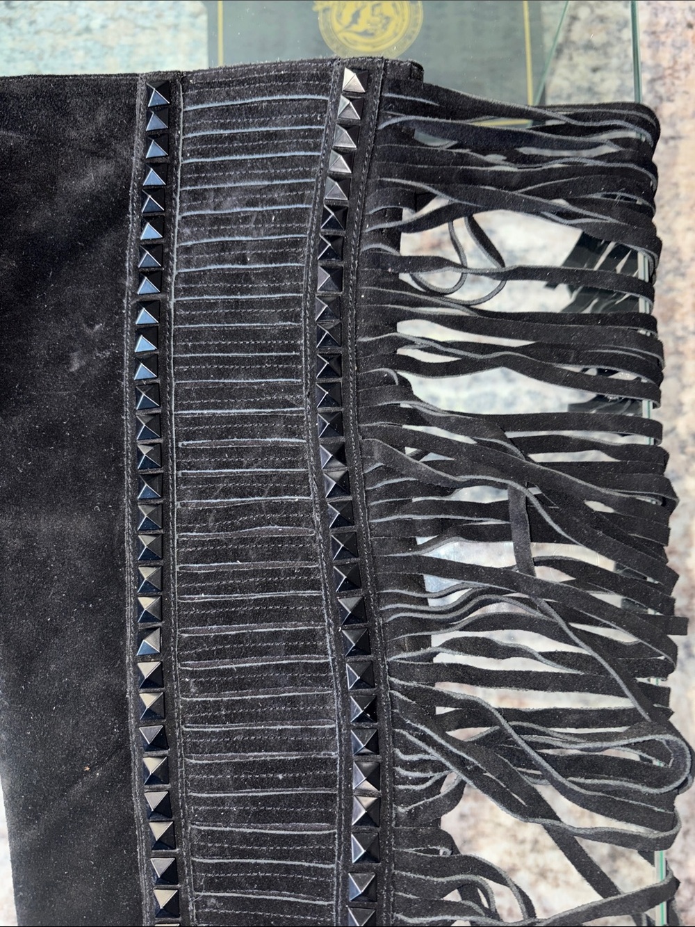 ASH Black Suede Fringe Tall Boots - Women's 8 NWOB - Picture 4 of 6